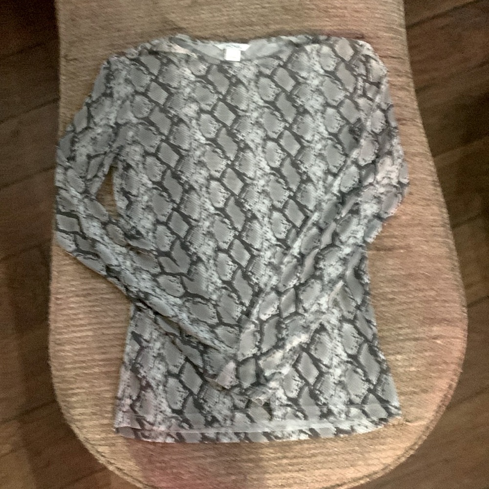 MONKI Sheer grey snake skin long sleeve top